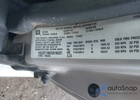 2005 Chevrolet Colorado z USA, uszkodzony, nr VIN 1GCDT198258196281